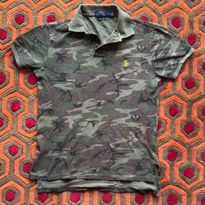 MAKE OFFER! Ralph Lauren Green Camouflage Polo Shirt Men's Small orange camo